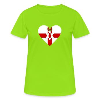 Cœur d’Irlande du Nord - T-shirt respirant Femme - vert néon - Devant - AI Model Female 172 dark (172cm)