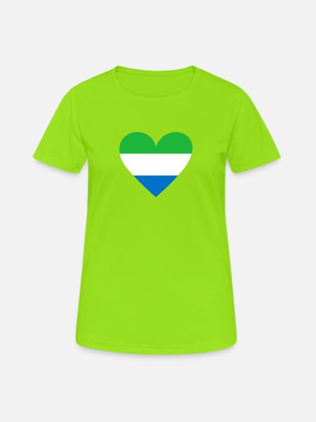 Sierra Leone Heart - Frauen T-Shirt atmungsaktiv - Neongrün