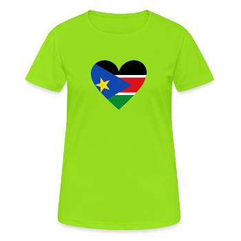 South Sudan Heart - Women's Breathable T-Shirt - neon green - Front - AI Model Female 172 dark (172cm)