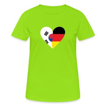 Corée du Sud Allemagne Cœur - T-shirt respirant Femme - vert néon - Devant - AI Model Female 172 dark (172cm)