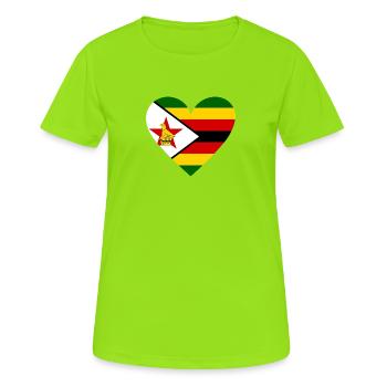 Zimbabwe Heart - Frauen T-Shirt atmungsaktiv - Neongrün - Vorne - AI Model Female 172 dark (172cm)