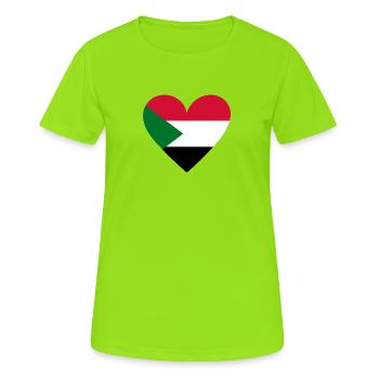 Cœur du Soudan - T-shirt respirant Femme - vert néon - Devant - AI Model Female 172 dark (172cm)