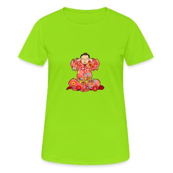 Qigong-Übung zur Behandlung von Schwindel - Frauen T-Shirt atmungsaktiv - Neongrün - Vorne - AI Model Female 172 dark (172cm)