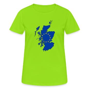 Scotland Map with EU Flag - Frauen T-Shirt atmungsaktiv - Neongrün - Vorne - AI Model Female 172 dark (172cm)