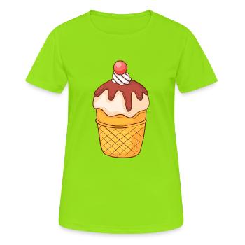 Crème glacée, crème glacée, crème glacée, crème glacée, boule, crème glacée, sundae - T-shirt respirant Femme - vert néon - Devant - AI Model Female 172 dark (172cm)