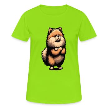 Spitz nain de Poméranie Spitz Porte-Spitz nain Spitz - T-shirt respirant Femme - vert néon - Devant - AI Model Female 172 dark (172cm)