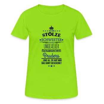 Ungeheuer fantastischer Bruder - Schwester / Shirt - Frauen T-Shirt atmungsaktiv - Neongrün - Vorne - AI Model Female 172 dark (172cm)