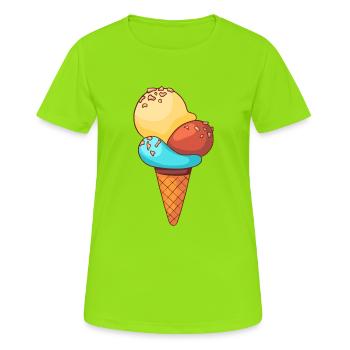 Crème glacée, crème glacée, crème glacée, crème glacée, boule, crème glacée, sundae - T-shirt respirant Femme - vert néon - Devant - AI Model Female 172 dark (172cm)