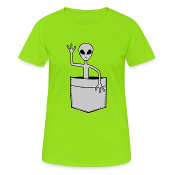 Hemdtasche Science Fiction Alien - Frauen T-Shirt atmungsaktiv - Neongrün - Vorne - AI Model Female 172 dark (172cm)