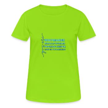 Waymaker & Christliche Kleidung - Frauen T-Shirt atmungsaktiv - Neongrün - Vorne - AI Model Female 172 dark (172cm)