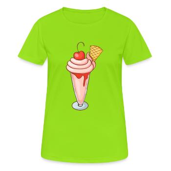 Crème glacée, crème glacée, crème glacée, crème glacée, boule, crème glacée, sundae - T-shirt respirant Femme - vert néon - Devant - AI Model Female 172 dark (172cm)