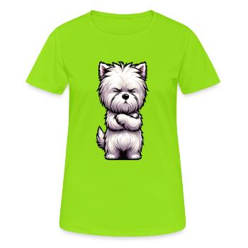 West highland terrier Westie West highland hund - Frauen T-Shirt atmungsaktiv - Neongrün - Vorne - AI Model Female 172 dark (172cm)