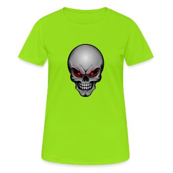 crâne 004 - T-shirt respirant Femme - vert néon - Devant - AI Model Female 172 dark (172cm)