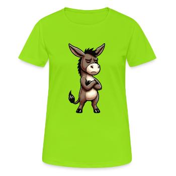 Esel Eselchen Eselhalter Muli Langohresel Muli - Frauen T-Shirt atmungsaktiv - Neongrün - Vorne - AI Model Female 172 dark (172cm)