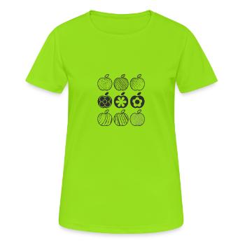Apfel Muster (schwarz) - Frauen T-Shirt atmungsaktiv - Neongrün - Vorne - AI Model Female 172 dark (172cm)