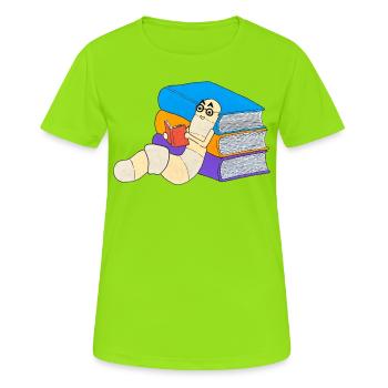 Bücherwurm lesen Buchliebe Leseratte Literatur - Frauen T-Shirt atmungsaktiv - Neongrün - Vorne - AI Model Female 172 dark (172cm)