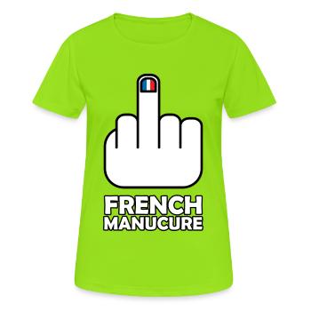 France Bleu Blanc Rouge French Manucure - T-shirt respirant Femme - vert néon - Devant - AI Model Female 172 dark (172cm)