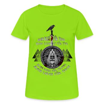 Mein Leben für Odin! - Frauen T-Shirt atmungsaktiv - Neongrün - Vorne - AI Model Female 172 dark (172cm)