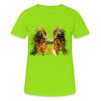 gxp woelfe hassen montag splatter watercolor - Frauen T-Shirt atmungsaktiv - Neongrün - Vorne - AI Model Female 172 dark (172cm)