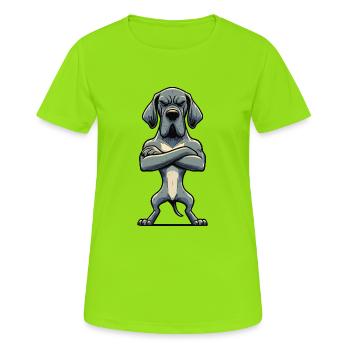 Deutsche Dogge Doggen Doggenbesitzer Doggenfan - Frauen T-Shirt atmungsaktiv - Neongrün - Vorne - AI Model Female 172 dark (172cm)