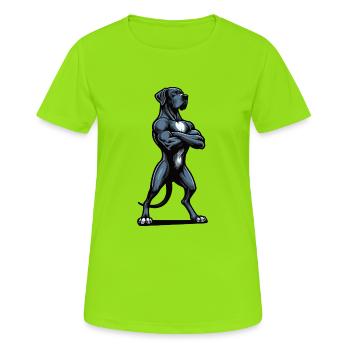 Dogue Allemand Propriétaire Fan de Dogue Allemand - T-shirt respirant Femme - vert néon - Devant - AI Model Female 172 dark (172cm)