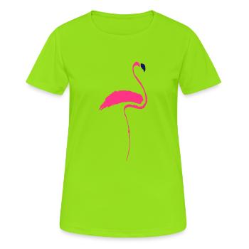 Flamingo handgemalt zweifarbig - Frauen T-Shirt atmungsaktiv - Neongrün - Vorne - AI Model Female 172 dark (172cm)