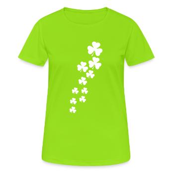 Shamrocks de la Saint-Patrick Shamrock Pluie de trèfles - T-shirt respirant Femme - vert néon - Devant - AI Model Female 172 dark (172cm)