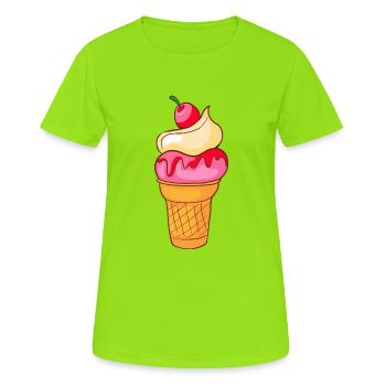 Crème glacée, crème glacée, crème glacée, crème glacée, boule, crème glacée, sundae - T-shirt respirant Femme - vert néon - Devant - AI Model Female 172 dark (172cm)