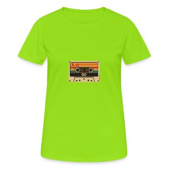Kassettenstyle der 90er - Frauen T-Shirt atmungsaktiv - Neongrün - Vorne - AI Model Female 172 dark (172cm)