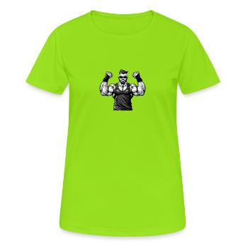 Muskeln Training - Frauen T-Shirt atmungsaktiv - Neongrün - Vorne - AI Model Female 172 dark (172cm)
