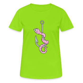 Regenwurm Angelhaken - Frauen T-Shirt atmungsaktiv - Neongrün - Vorne - AI Model Female 172 dark (172cm)