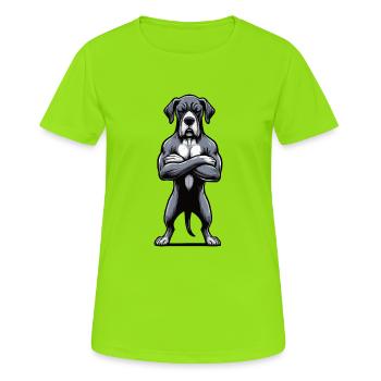 Deutsche Dogge Doggen Doggenbesitzer Doggenfan - Frauen T-Shirt atmungsaktiv - Neongrün - Vorne - AI Model Female 172 dark (172cm)