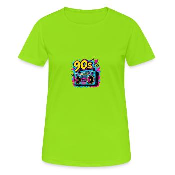 Boombox der 90er - Frauen T-Shirt atmungsaktiv - Neongrün - Vorne - AI Model Female 172 dark (172cm)