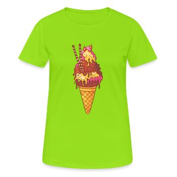 Crème glacée, crème glacée, crème glacée, crème glacée, boule, crème glacée, sundae - T-shirt respirant Femme - vert néon - Devant - AI Model Female 172 dark (172cm)