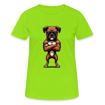 Boxer Boxer Porte Boxer Chien Boxer Propriétaire Boxer Fan - T-shirt respirant Femme - vert néon - Devant - AI Model Female 172 dark (172cm)