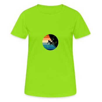 Klettern Kletterer Climber Sportklettern Retro - Frauen T-Shirt atmungsaktiv - Neongrün - Vorne - AI Model Female 172 dark (172cm)