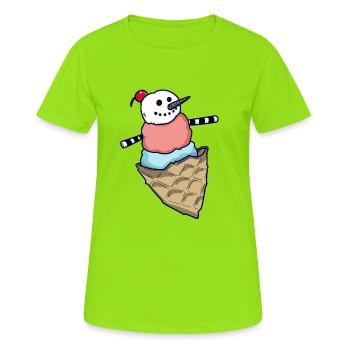 boule de glace bonhomme de neige - T-shirt respirant Femme - vert néon - Devant - AI Model Female 172 dark (172cm)