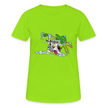 Wicked Waschmaschine Waschmaschine - Frauen T-Shirt atmungsaktiv - Neongrün - Vorne - AI Model Female 172 dark (172cm)
