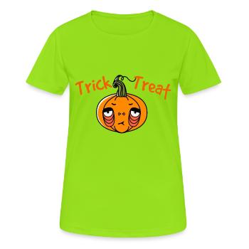 Trick or Treat Jack Pumpkinhead T-Shirt - T-shirt respirant Femme - vert néon - Devant - AI Model Female 172 dark (172cm)