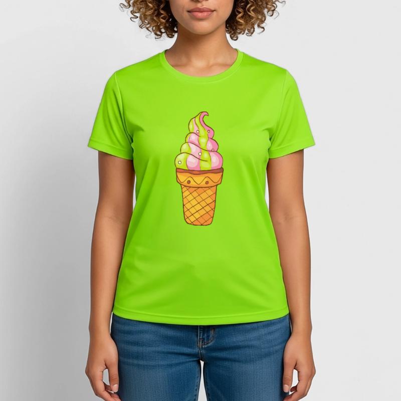 Softeis Eis Speiseeis Eiskrem Eiscreme Kugeleis Frauen T-Shirt atmungsaktiv