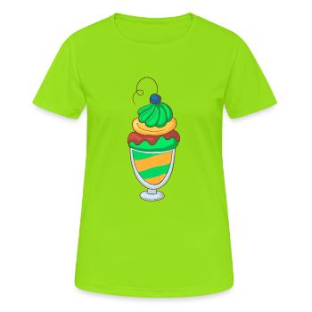 Crème glacée, crème glacée, crème glacée, crème glacée, boule, crème glacée, sundae - T-shirt respirant Femme - vert néon - Devant - AI Model Female 172 dark (172cm)