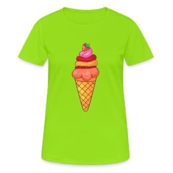 Crème glacée, crème glacée, crème glacée, crème glacée, boule, crème glacée, sundae - T-shirt respirant Femme - vert néon - Devant - AI Model Female 172 dark (172cm)