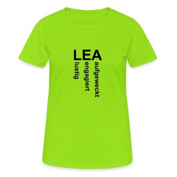 Lea - Ein ganz spezielles Design nur für Lea - Frauen T-Shirt atmungsaktiv - Neongrün - Vorne - AI Model Female 172 dark (172cm)