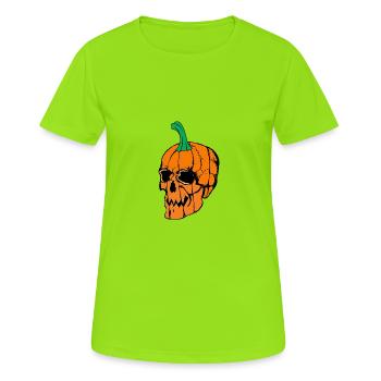 Halloween skull pumpkin - Women's Breathable T-Shirt - neon green - Front - AI Model Female 172 dark (172cm)