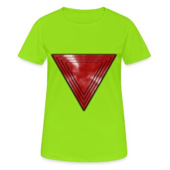 Pyramide abstraite en rouge - T-shirt respirant Femme - vert néon - Devant - AI Model Female 172 dark (172cm)