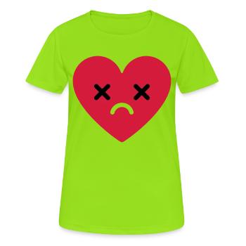 trauriges Herz emoji - Frauen T-Shirt atmungsaktiv - Neongrün - Vorne - AI Model Female 172 dark (172cm)