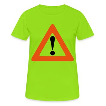 panneau danger icone exclamation triangle - T-shirt respirant Femme - vert néon - Devant - AI Model Female 172 dark (172cm)