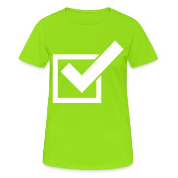 Tick Icône de coche - T-shirt respirant Femme - vert néon - Devant - AI Model Female 172 dark (172cm)