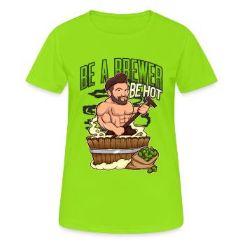 Brasseur de bière sexy - T-shirt respirant Femme - vert néon - Devant - AI Model Female 172 dark (172cm)