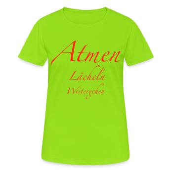 Atmen und lächeln - Frauen T-Shirt atmungsaktiv - Neongrün - Vorne - AI Model Female 172 dark (172cm)